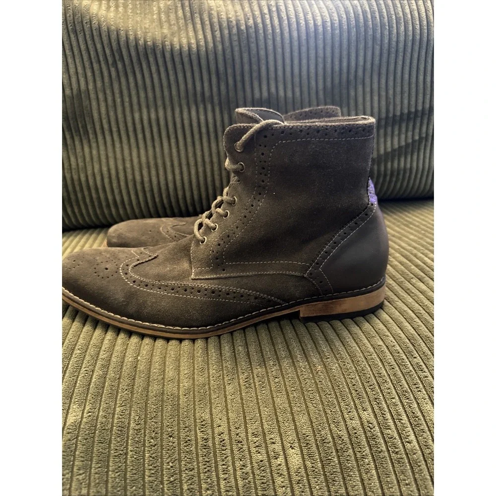 J75 Jump Leather‎ Combat Grunge Boots Gray  Lace Up Mens 12 Suede Wingtip